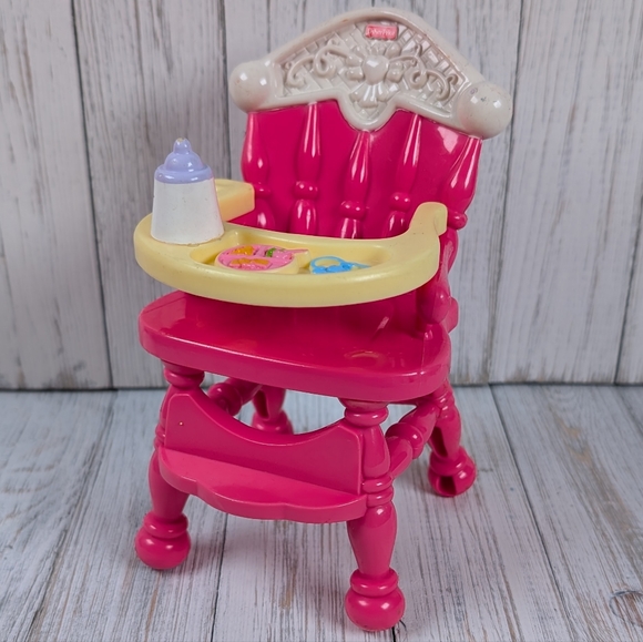 Fisher Price 2006 Mattel Doll House Pink Baby 6" High Chair - Picture 2 of 6
